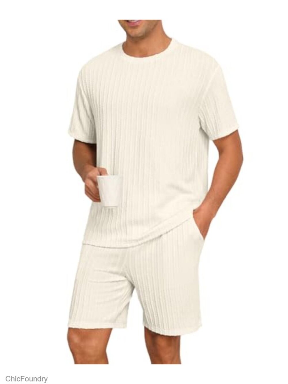 Mens Pajama Set Short Sleeve Lightweight Sleepwear Lounge Shorts 2-Piece